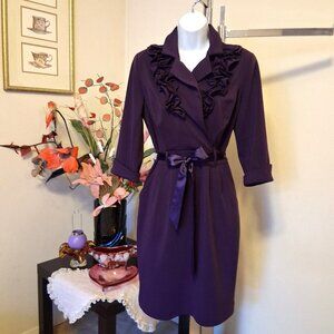 NWT Simon Chang Women's Well Tailored ¾ Sleeve Purple Midi Dress Tag Size 4 S